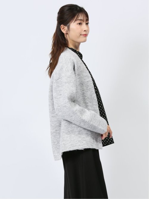 ノーカラー コクーン ニットジャケット