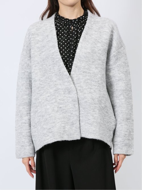 ノーカラー コクーン ニットジャケット