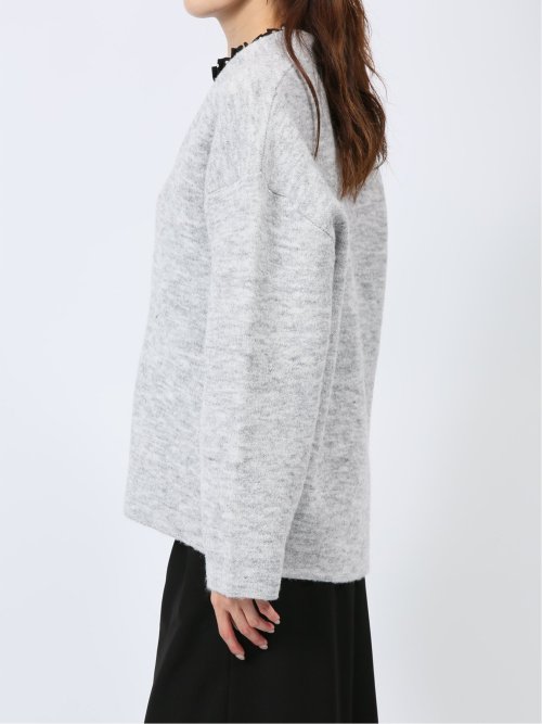 ノーカラー コクーン ニットジャケット