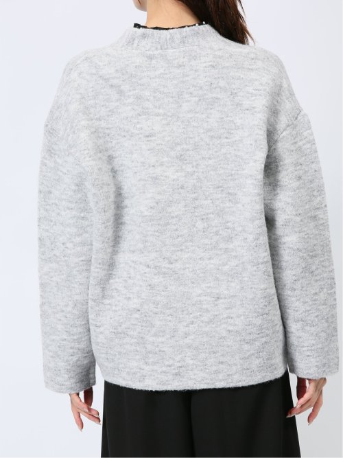 ノーカラー コクーン ニットジャケット