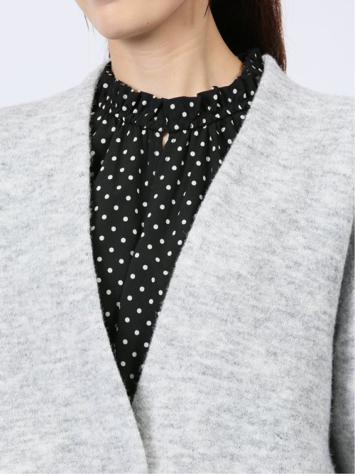 ノーカラー コクーン ニットジャケット