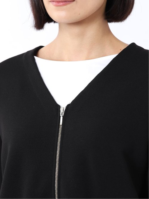 ニット コーディガン レディース 長袖 ストレッチ ウォッシャブル 静電防止 アンチピリング Vカラー フルジップ ミラノリブ