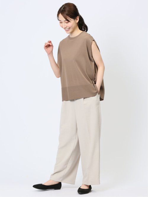 ドライレーヨン フレンチスリーブ ニットプルオーバー