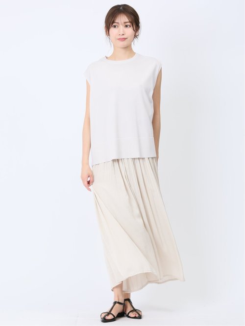 ドライレーヨン フレンチスリーブ ニットプルオーバー