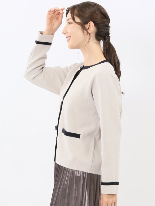 ウォッシャブル ミラノ配色 ニットジャケット