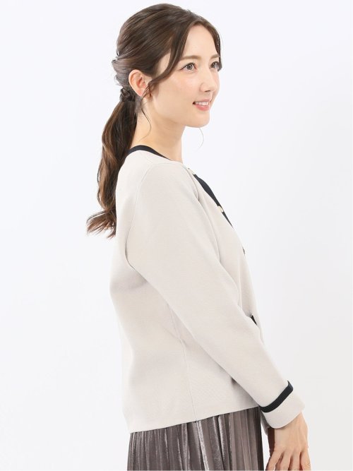 ウォッシャブル ミラノ配色 ニットジャケット