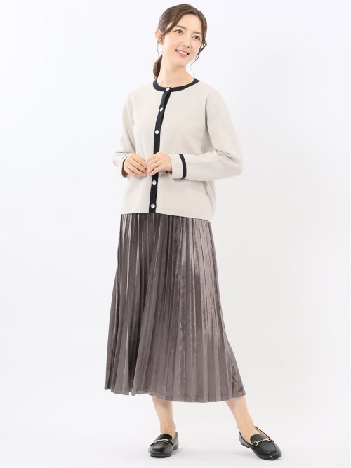 ウォッシャブル ミラノ配色 ニットジャケット