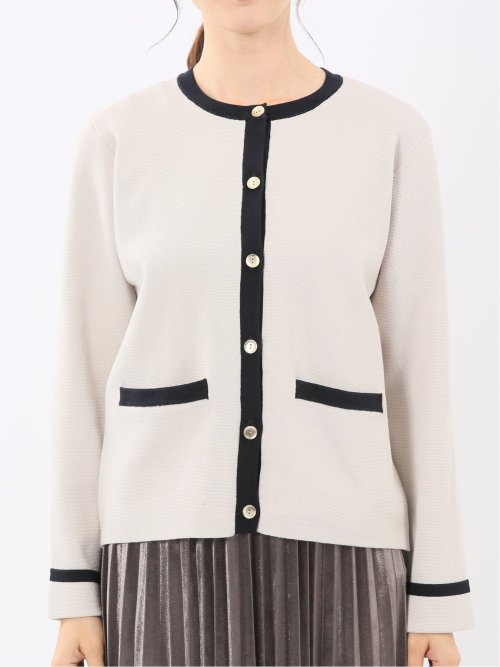 ウォッシャブル ミラノ配色 ニットジャケット