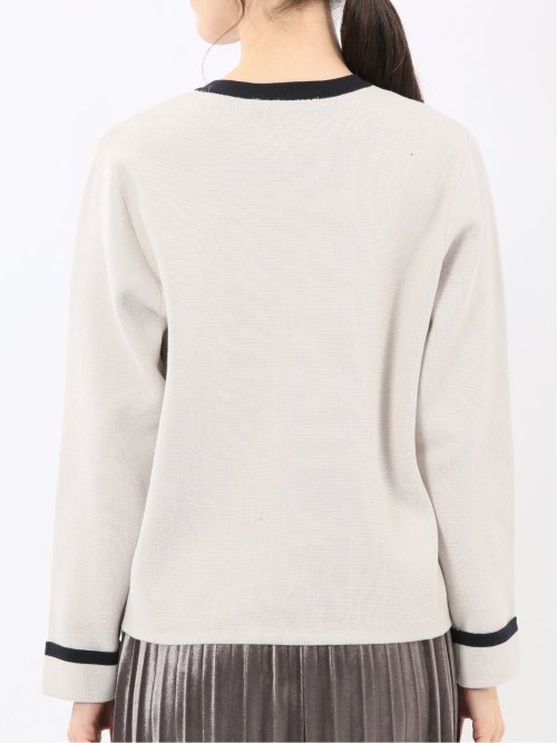 ウォッシャブル ミラノ配色 ニットジャケット