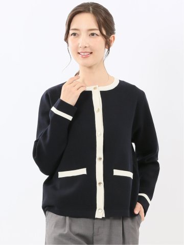 ウォッシャブル ミラノ配色 ニットジャケット
