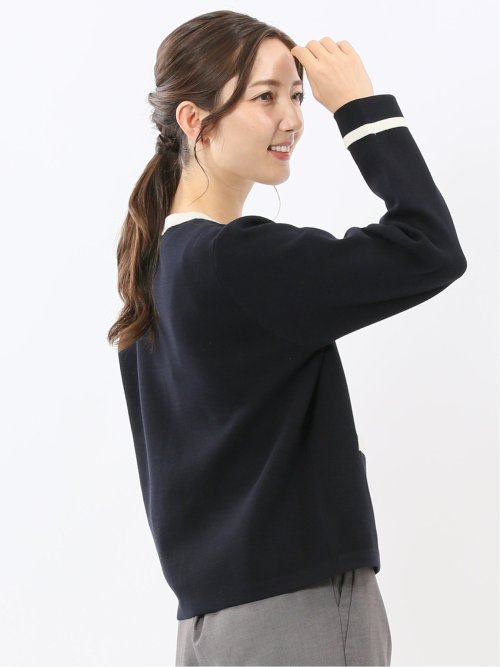 ウォッシャブル ミラノ配色 ニットジャケット