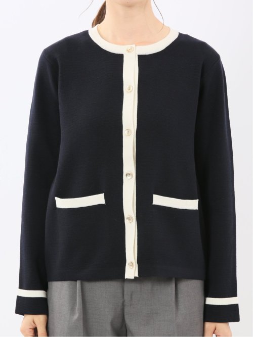 ウォッシャブル ミラノ配色 ニットジャケット