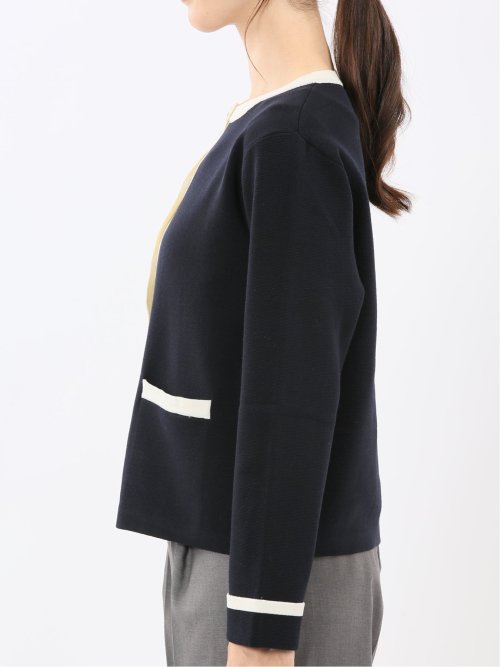 ウォッシャブル ミラノ配色 ニットジャケット