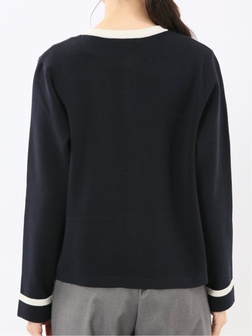 ウォッシャブル ミラノ配色 ニットジャケット