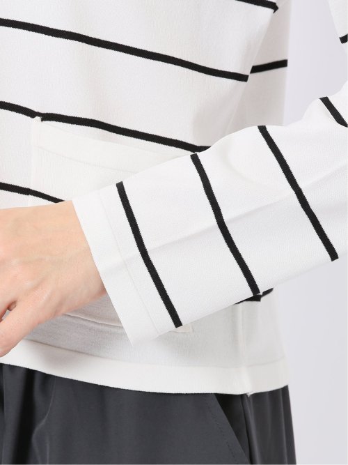 快適機能 ボーダー クルー ニット カーディガン