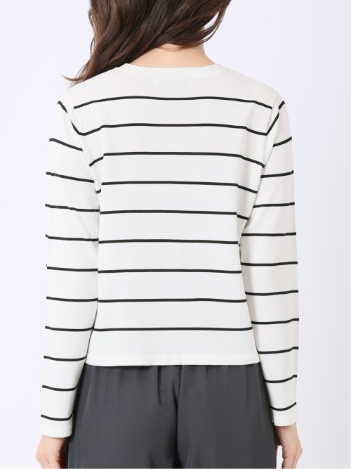 快適機能 ボーダー クルー ニット カーディガン