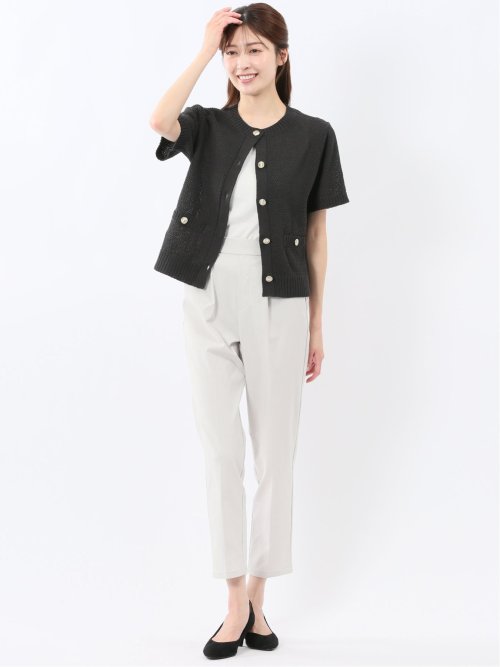 ハンドウォッシャブル 地柄 半袖ニットジャケット