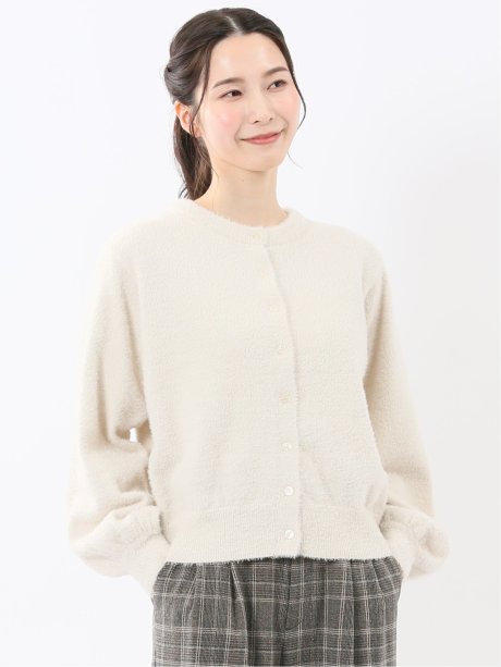ハンドウォッシャブル フェザー クルーニットカーディガン