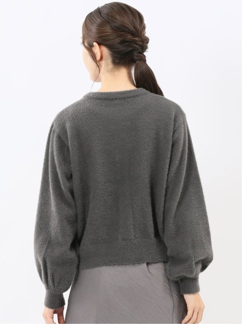 ハンドウォッシャブル フェザー クルーニットカーディガン