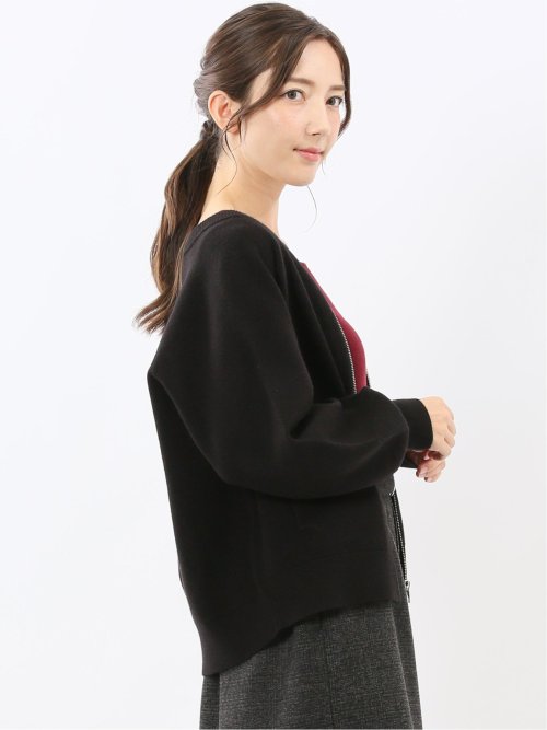 【お値下げ】BETOUPE ブラック ショート丈ブルゾン ウォッシャブル ZIP ニットブルゾン(M 05黒): トップス | TAKA-Q