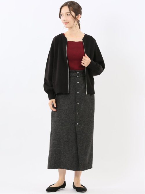 ウォッシャブル ZIP ニットブルゾン(M 05黒): トップス | TAKA-Q