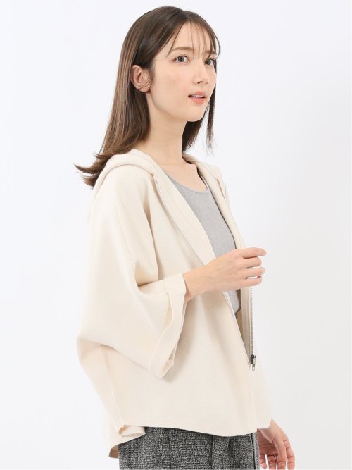 ウォッシャブル ポンチョ風 フードコーディガン