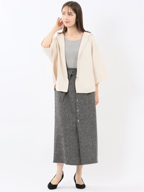 ウォッシャブル ポンチョ風 フードコーディガン