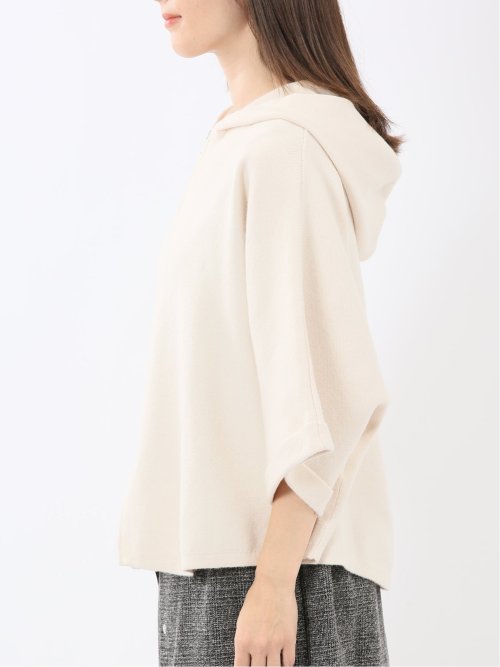 ウォッシャブル ポンチョ風 フードコーディガン