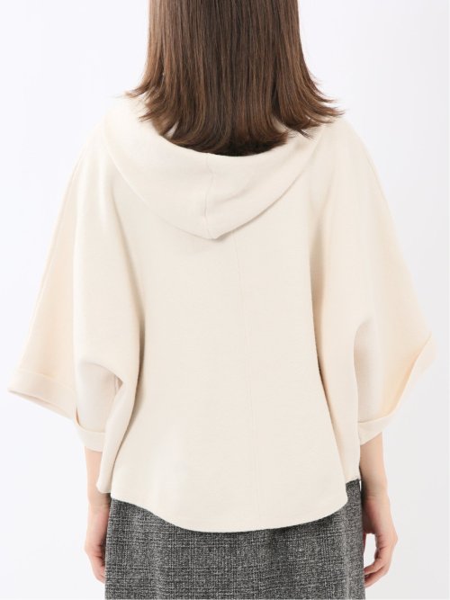 ウォッシャブル ポンチョ風 フードコーディガン