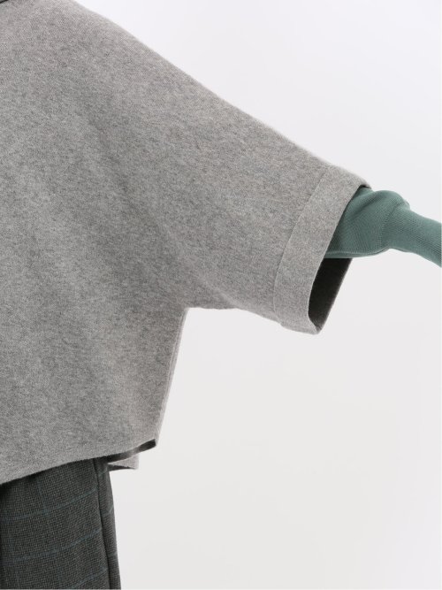 ウォッシャブル ポンチョ風 フードコーディガン