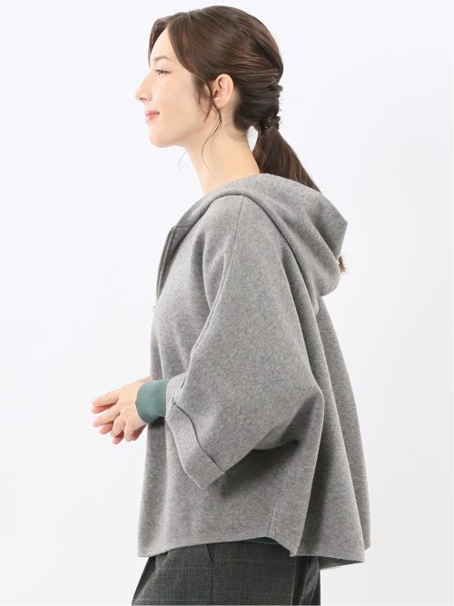 ウォッシャブル ポンチョ風 フードコーディガン