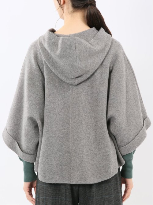 ウォッシャブル ポンチョ風 フードコーディガン