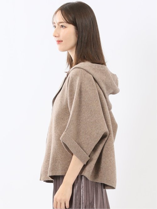 ウォッシャブル ポンチョ風 フードコーディガン