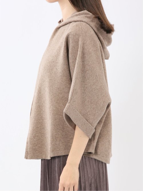 ウォッシャブル ポンチョ風 フードコーディガン