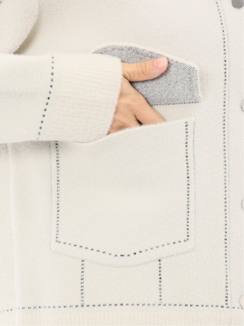 ウォッシャブル ステッチ風 ニットブルゾン