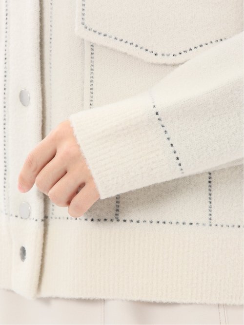 ウォッシャブル ステッチ風 ニットブルゾン