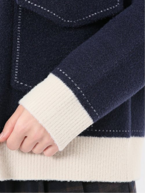 ウォッシャブル ステッチ風 ニットブルゾン