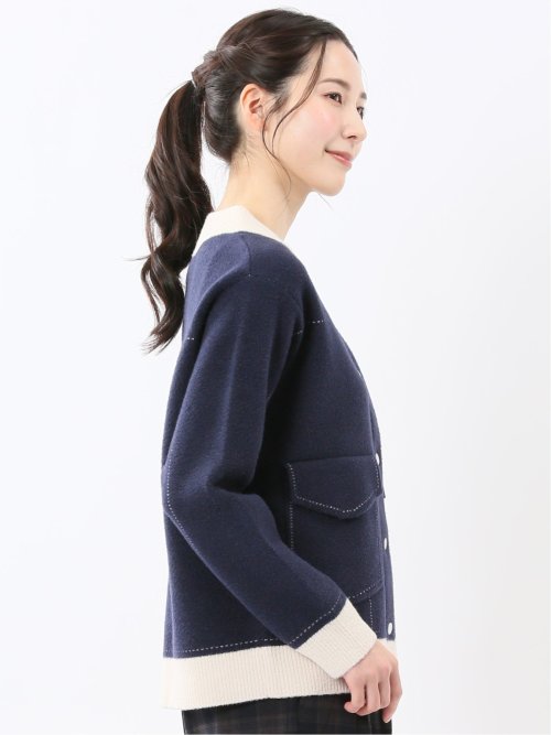 ウォッシャブル ステッチ風 ニットブルゾン