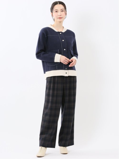 ウォッシャブル ステッチ風 ニットブルゾン