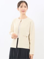 ハンドウォッシャブル 配色ニットジャケット