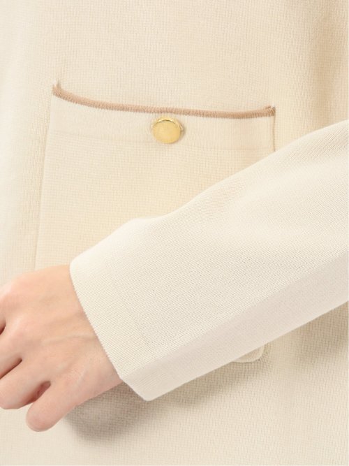 ハンドウォッシャブル 配色ニットジャケット