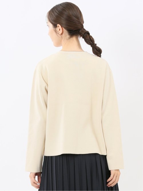 ハンドウォッシャブル 配色ニットジャケット