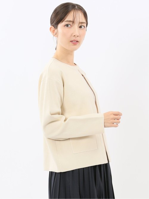 ハンドウォッシャブル 配色ニットジャケット