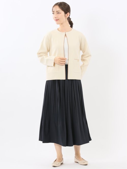 ハンドウォッシャブル 配色ニットジャケット