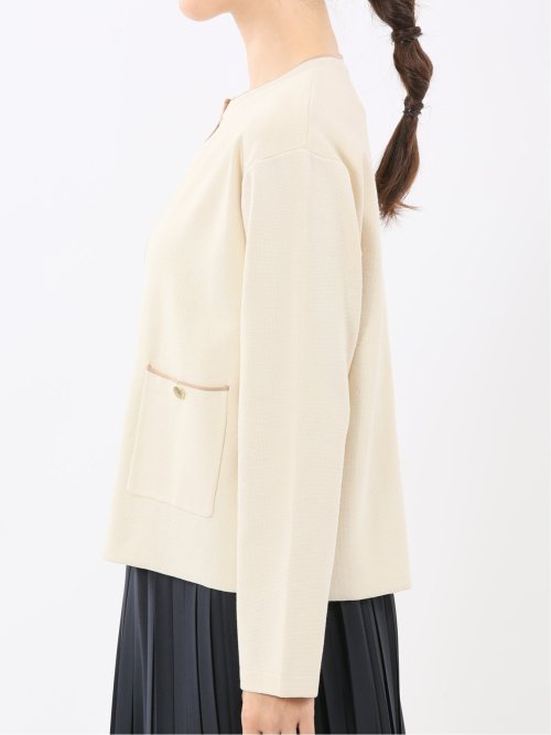 ハンドウォッシャブル 配色ニットジャケット