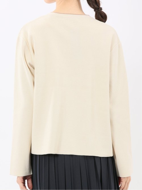 ハンドウォッシャブル 配色ニットジャケット