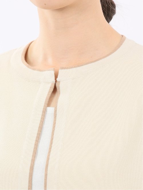 ハンドウォッシャブル 配色ニットジャケット