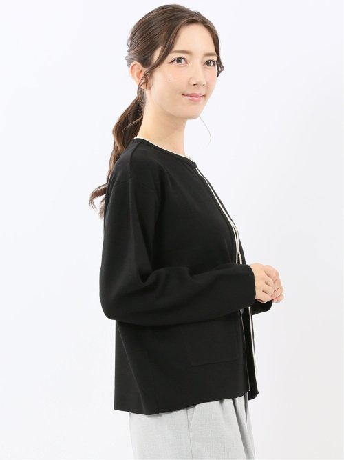 ハンドウォッシャブル 配色ニットジャケット