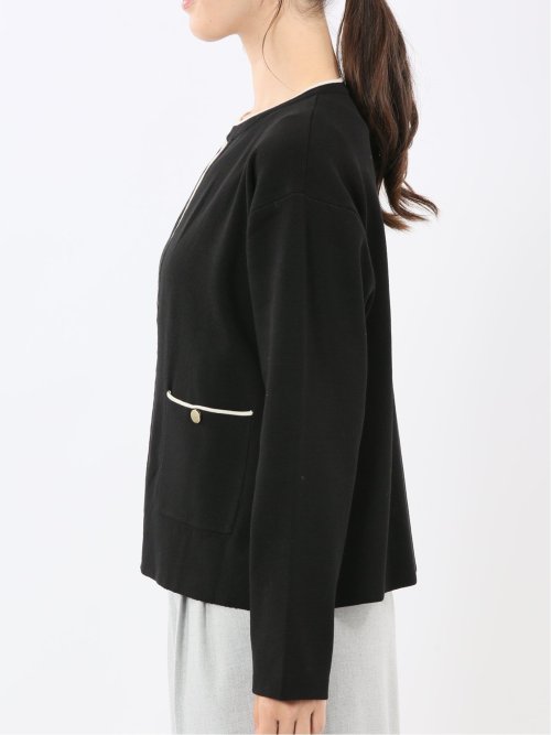 ハンドウォッシャブル 配色ニットジャケット