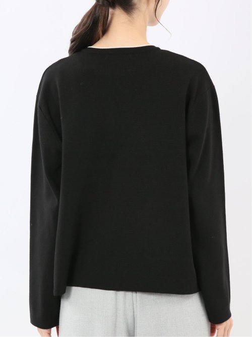 ハンドウォッシャブル 配色ニットジャケット